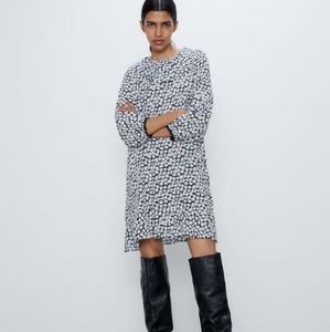 NEW- Zara Floral Print Ruffled Long Sleeve Dress
